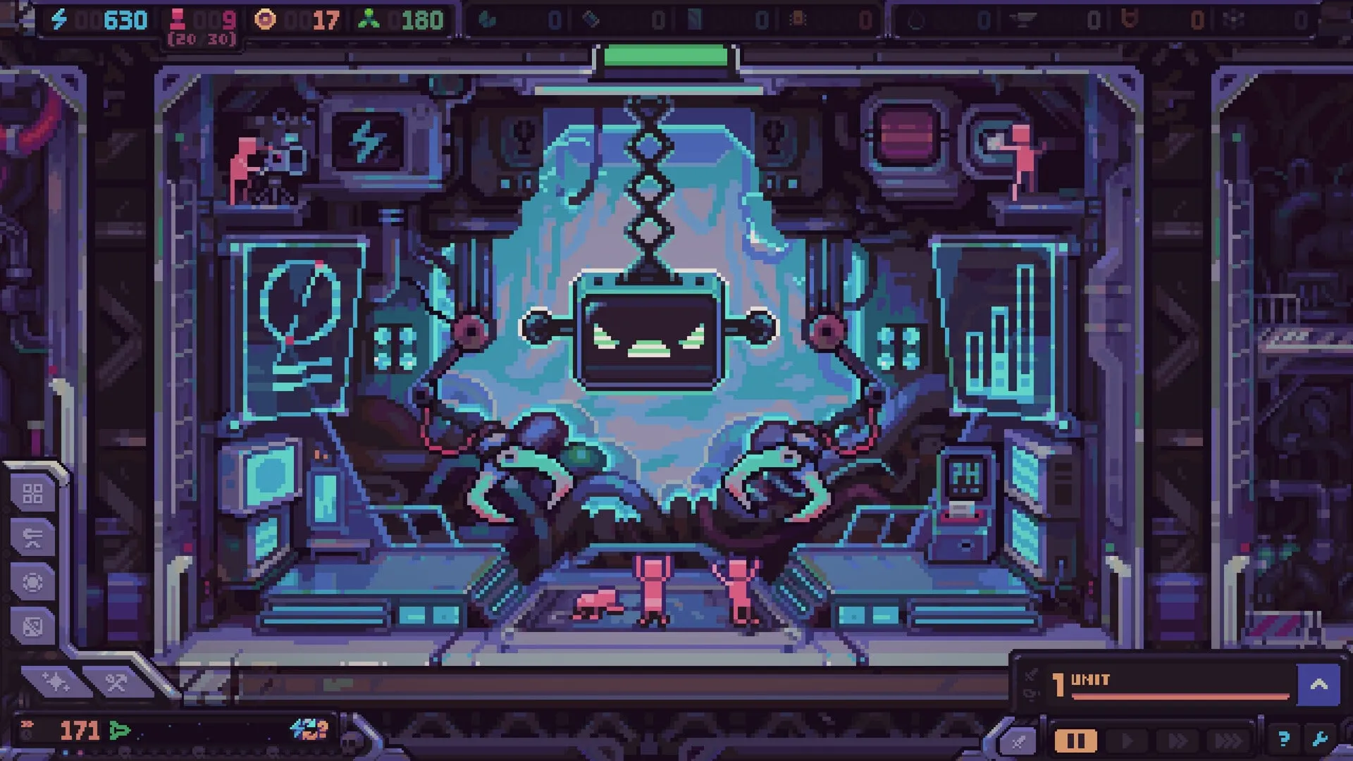 Hull Rupture Despot AI chamber with tentacles and human workers