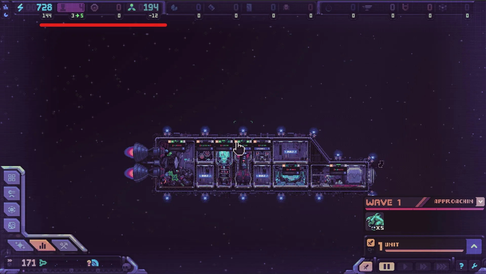 Hull Rupture resource bar and Info Mode income display