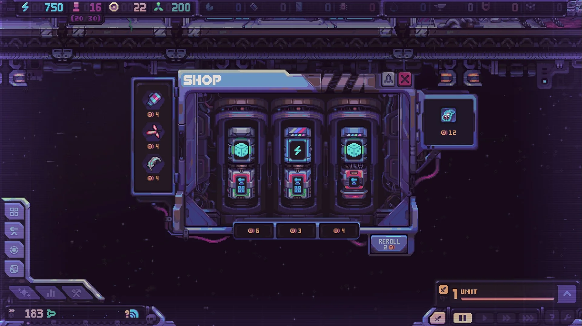 Hull Rupture post-battle shop with themed boxes after an update